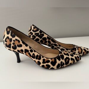 Cole Haan calf-hair leopard print pumps with kitten heel in woman’s size 8
